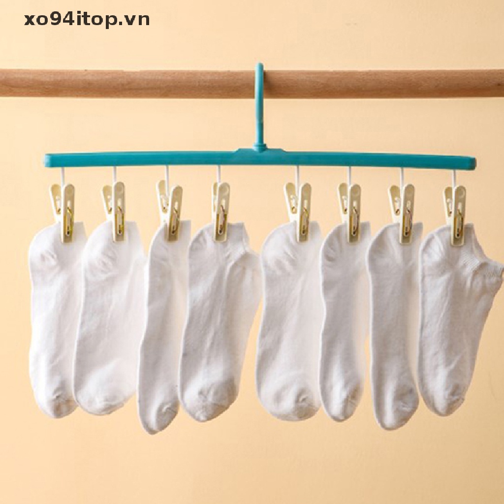 Móc Nhựa Phơi Quần Áo 8 Kẹp Tiện Lợi