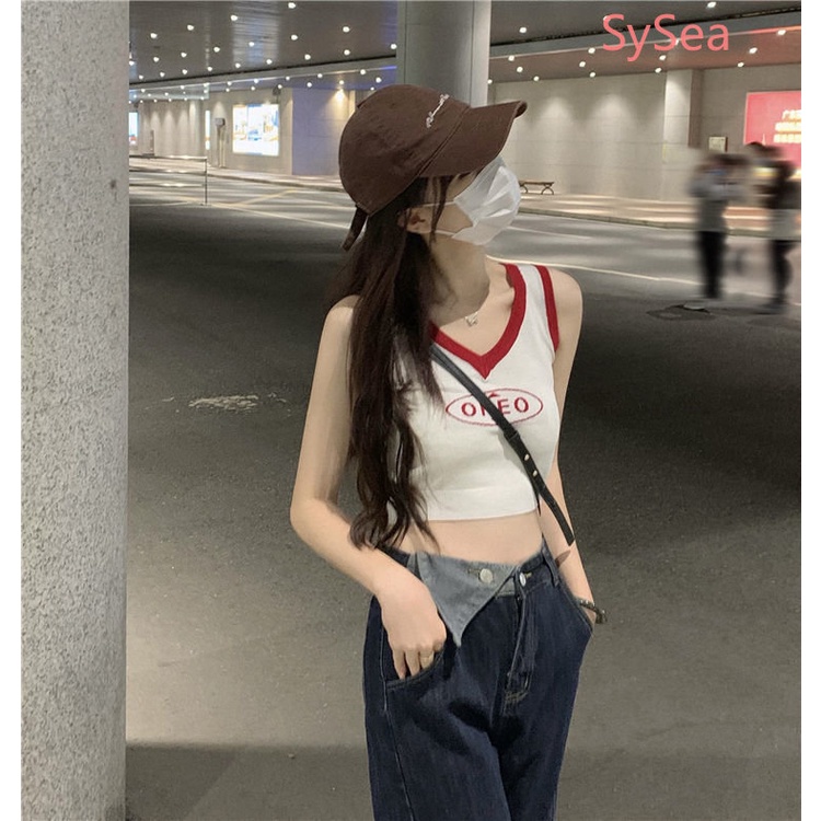 Áo Hai Dây Cổ Chữ V In Chữ Quyến Rũ Thời Trang Hè Cho Nữ