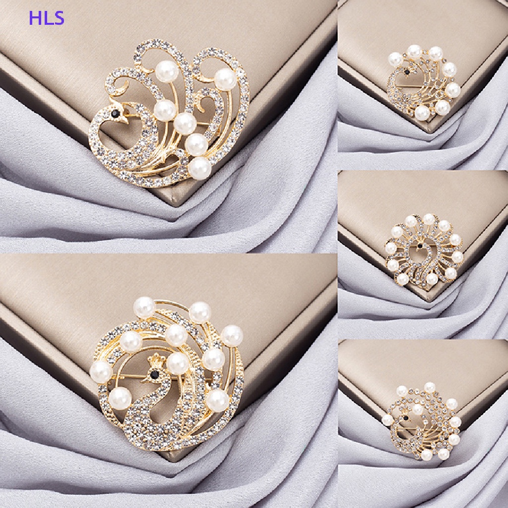 Ghim Cài Áo Hình Chim Công Đính Đá Và Ngọc Trai Nhân Tạo Thời Trang