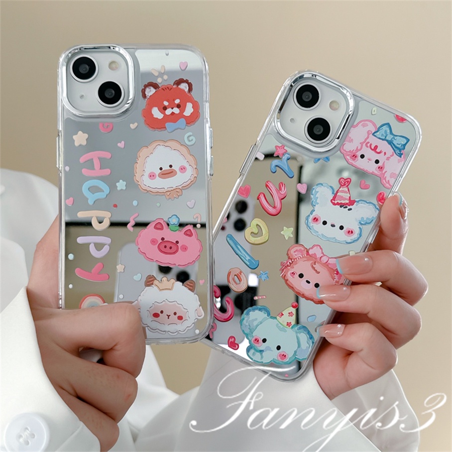 Ốp Điện Thoại TPU Mềm Tráng Gương Hình Thú Cưng Cho IPhone 14 13 12 11 Pro Max X XR Xs Max 8 7 Plus SE 2020