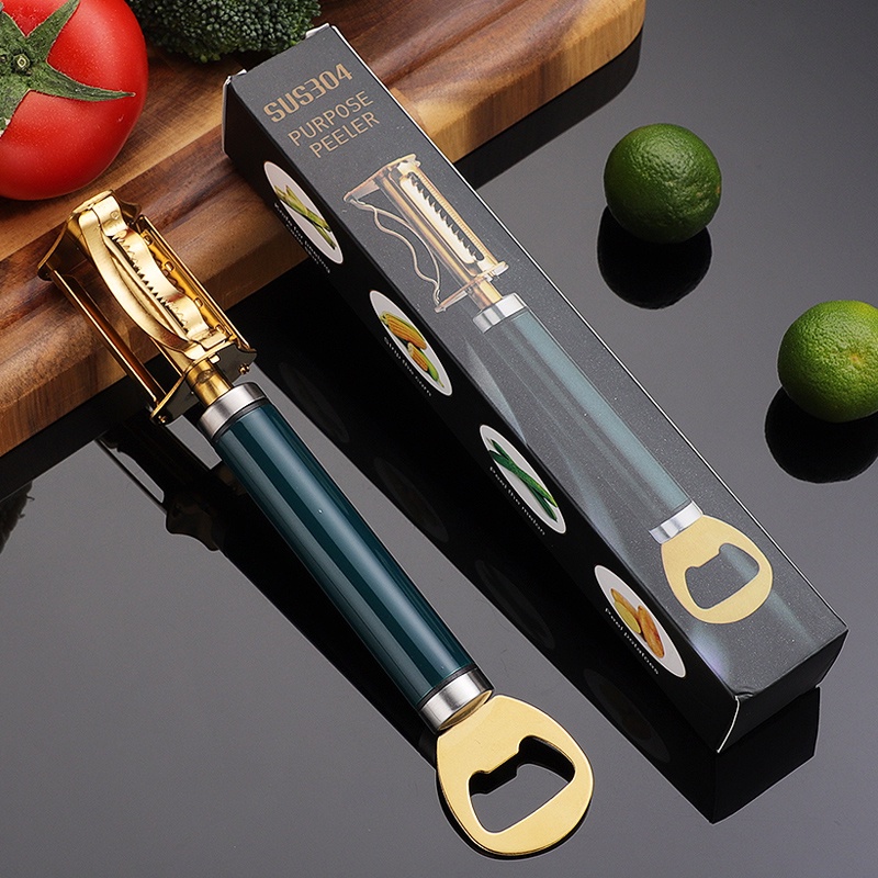Dụng Cụ Gọt Vỏ Chai Bia / Cà Rốt / Khoai Tây Đa Năng 4 Trong 1 Bằng Thép Không Gỉ