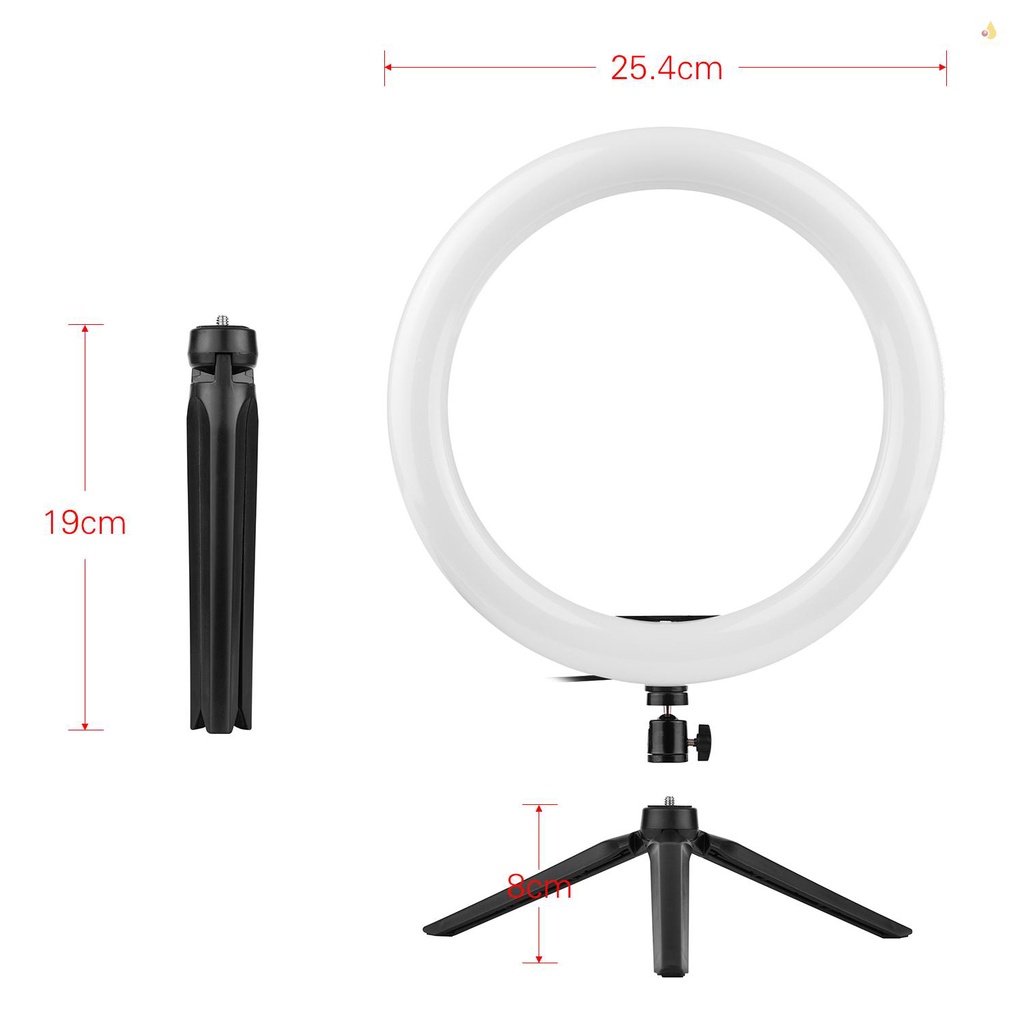 (mynivn) Bộ Dụng Cụ Chụp Ảnh Andoer Với Vòng Đèn LED 10inch Mini Điều Khiển Từ Xa Kèm Giá Đỡ Điện Thoại