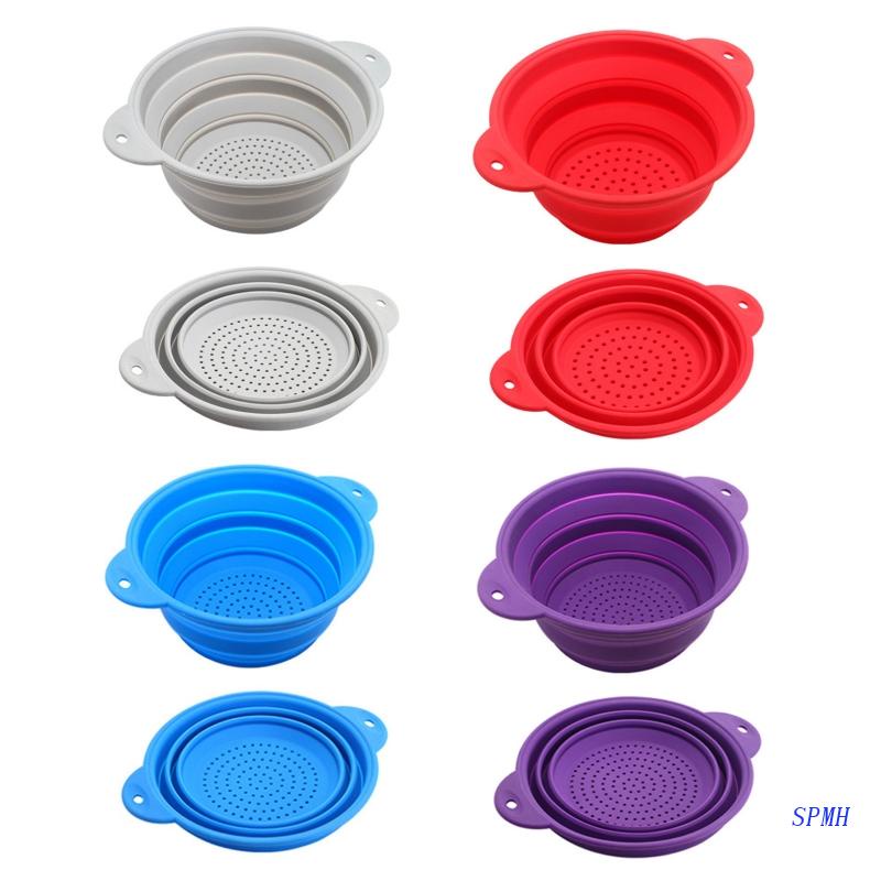 Rổ Rửa Thực Phẩm Bằng Silicone Có Tay Cầm Có Thể Gấp Gọn Tiện Lợi