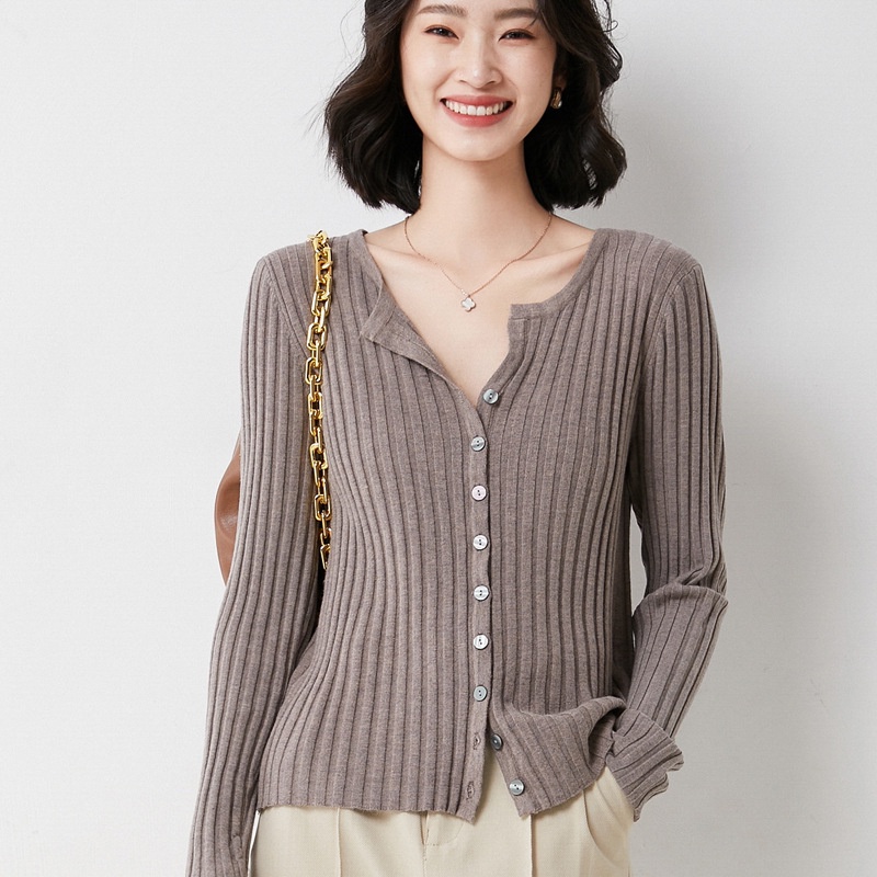 Áo Khoác Len Cardigan Ngắn Cổ Chữ V Phong Cách Mùa Xuân 2023