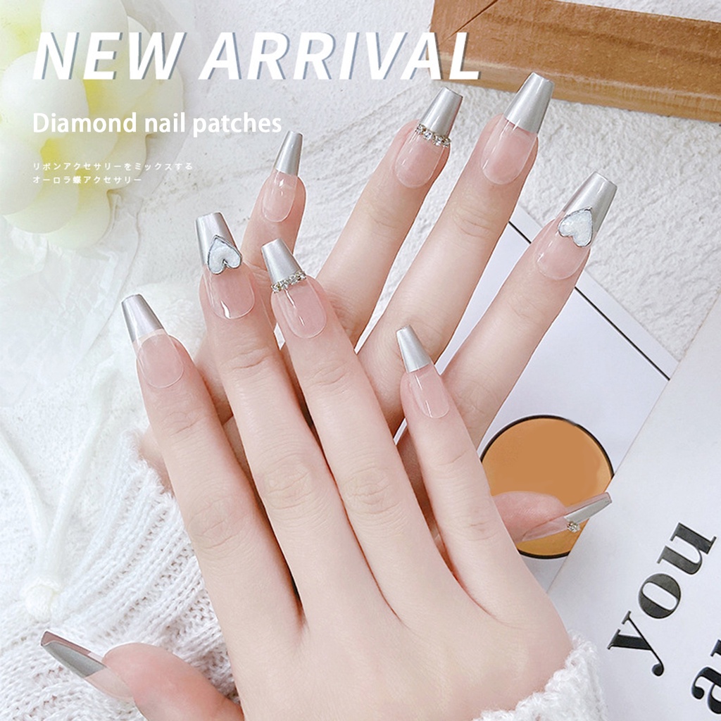 Bộ 24 Móng Tay Giả Có Keo Dán Che Phủ Toàn Diện Trang Trí Móng Tay Nghệ Thuật