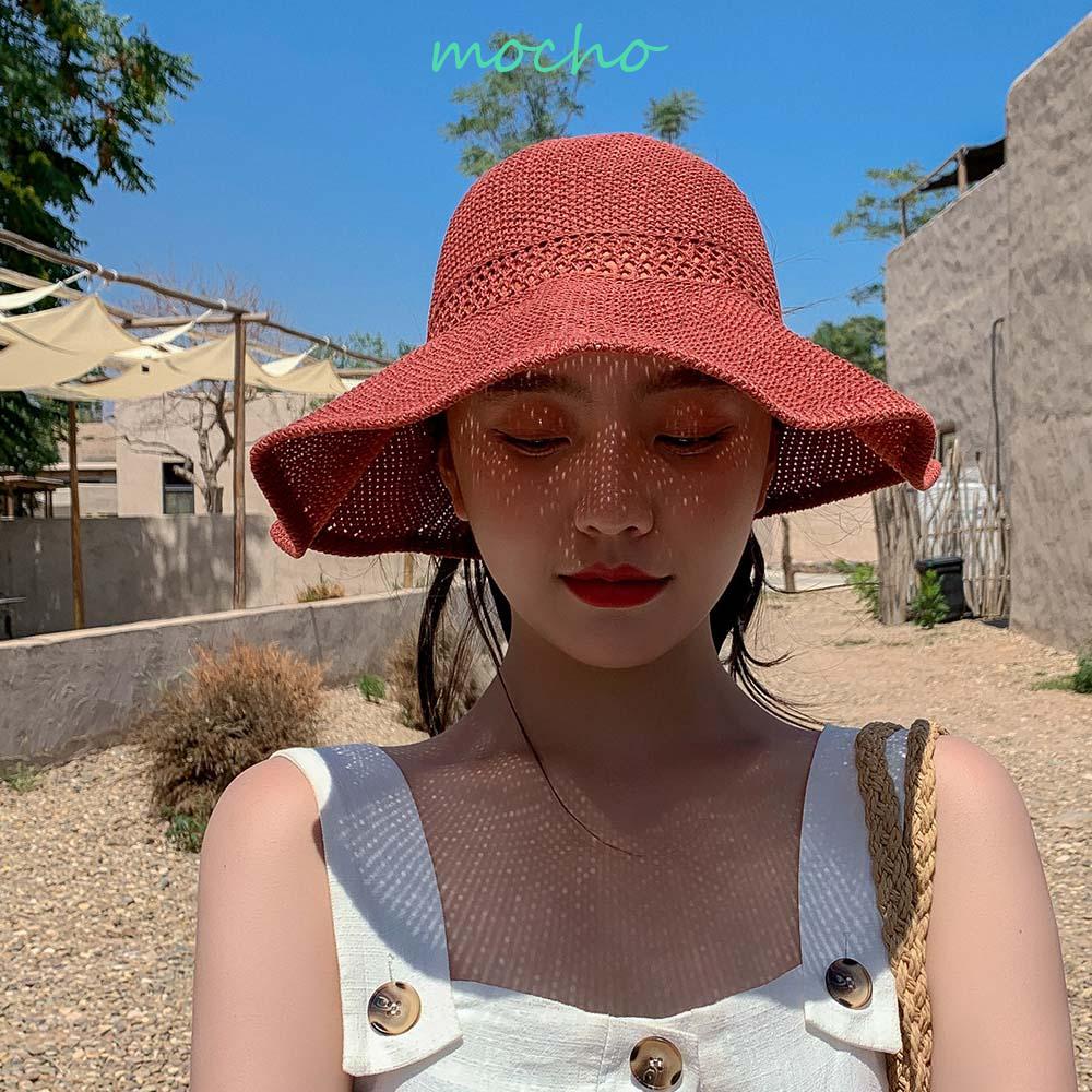 Mocho Mũ Lưỡi Trai Hở Chóp Vành Rộng Đan Thủ Công Chống Nắng Ngày Lễ Cho Nữ