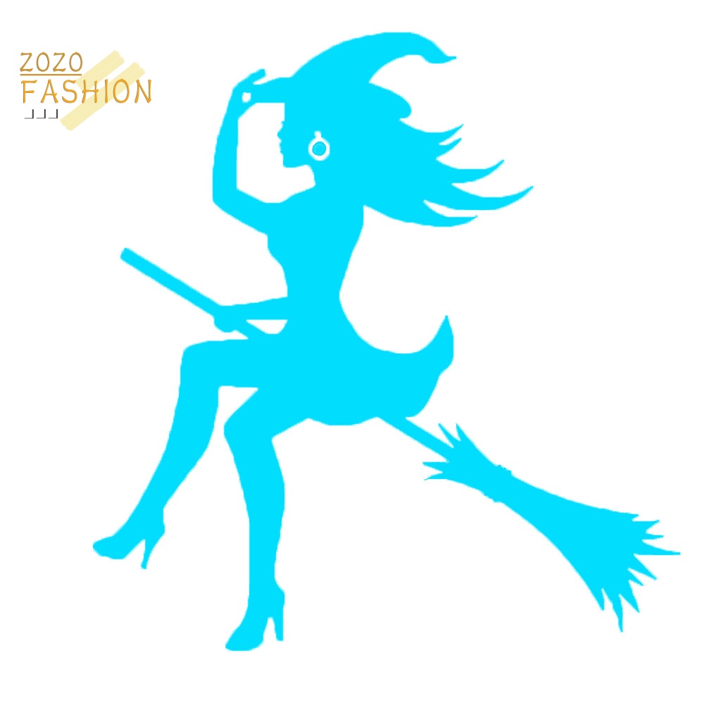 Miếng Dán Trang Trí Xe Hơi Họa Tiết Phù Thủy Và Chổi Phản Quang Vui Nhộn