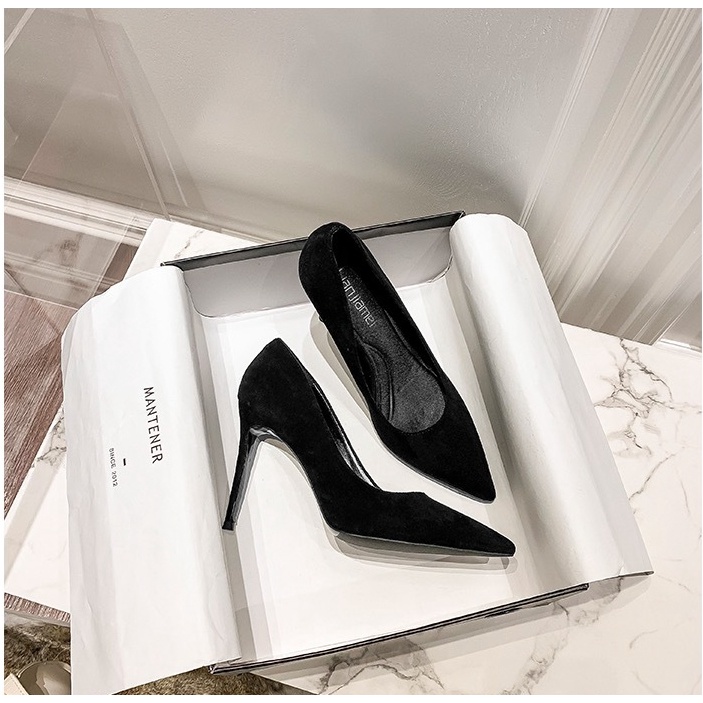 Giày cao gót 10phân 10cm màu Đen Đơn giản quyến Rũ thời trang Âu mỹ sandal cho nữ