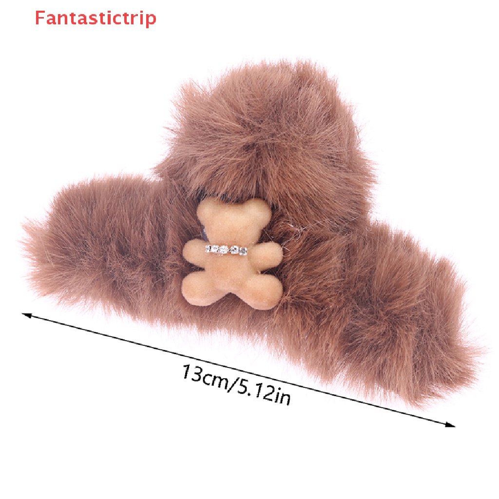 Kẹp Tóc Móng Vuốt Hình Chú Gấu Bằng Acrylic Phối Lông Dễ Thương Thời Trang Mùa Đông Cho Bạn Gái