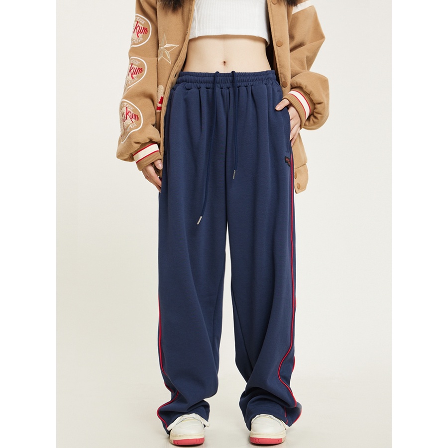 Quần Dài Thể Thao Dáng Rộng Họa Tiết Kẻ Sọc Phong Cách Hip Hop Cá Tính Cho Nam Nữ