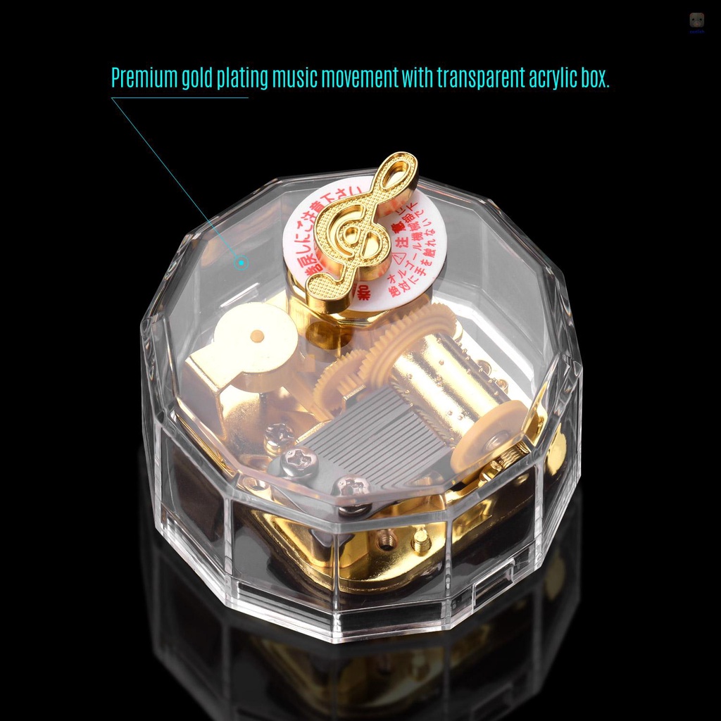 Dodecagon Hộp Nhạc Xoay Bằng Acrylic Trong Suốt Màu Vàng Đồng Thau Cho Bạn Bè Gia Đình