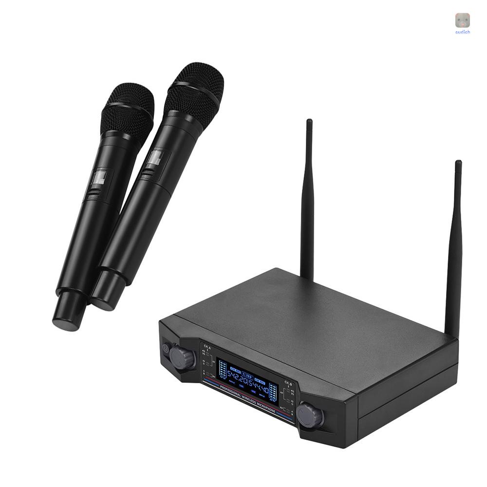 Hệ Thống Micro Không Dây U2 UHF 2 Micro Và 1 Thiết Bị Nhận Màn Hình LCD Dùng Giải Trí Phòng Họp Karaoke Tại Nhà
