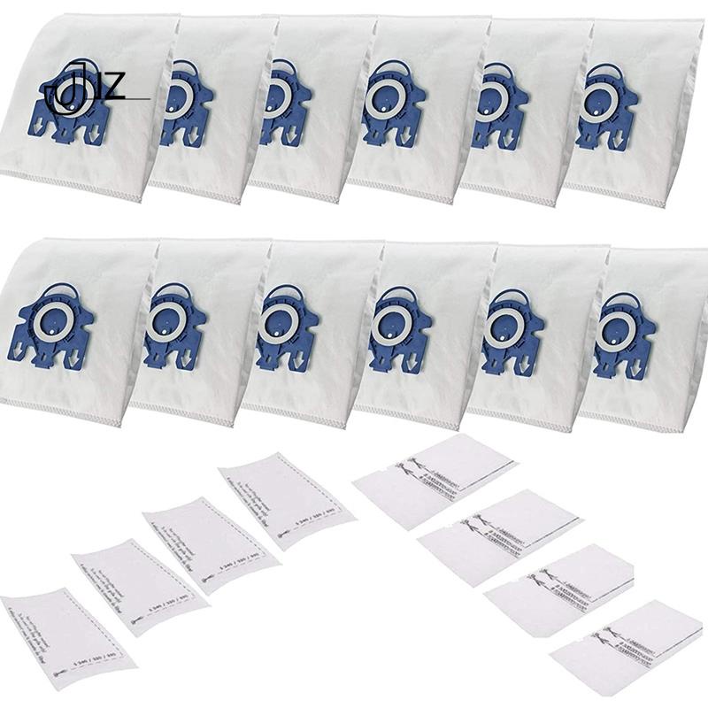 Bộ 12 Túi Hút Bụi + 8 Tấm Lọc Thay Thế Cho HyClean Miele GN 3D 10408410Túi Đựng Máy Hút Bụi Hiệu Quả Cổ Điển C1