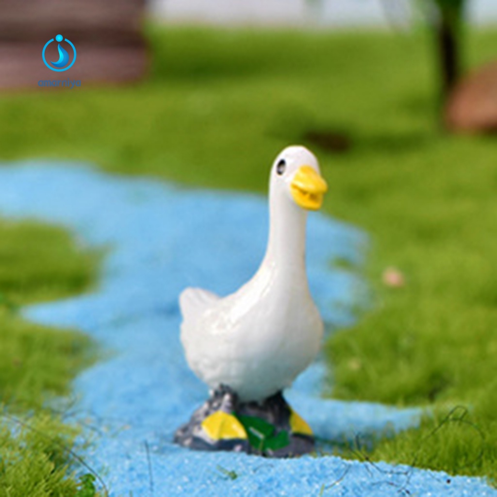 2 Tượng Vịt Con Trắng Dùng Trang Trí Tiểu Cảnh