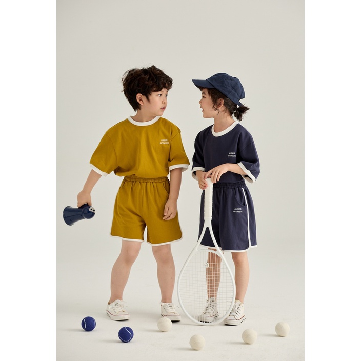 Bộ Đồ Thể Thao Áo Thun Tay Ngắn Phối Quần Short Raglan Dáng Rộng Thời Trang Mùa Hè Cho Bé Trai Và Gái