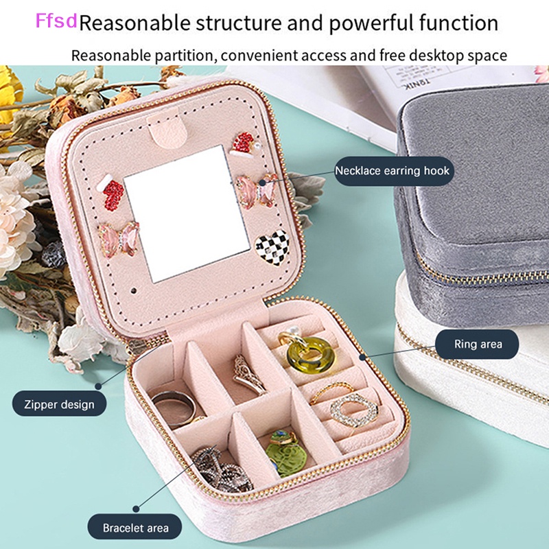 {Ffsd} Hộp Đựng Trang Sức Bằng Vải Nhung Nhỏ Đựng Trang Sức Sắp Xếp Gọn Gàng * Bán Chạy