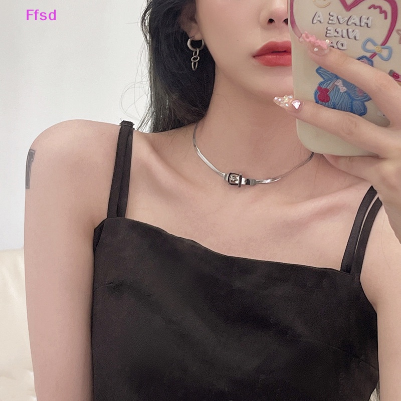 Vòng Cổ Choker Dây Xích Bằng Thép Titan Phong Cách Punk Hiphop Tối Giản Quyến Rũ Cho Nữ