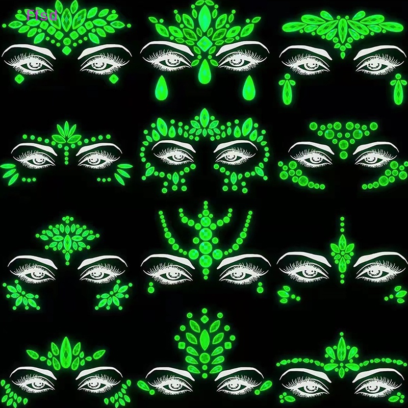 {Ffsd} Nhãn Dán Mặt Đá Pha Lê Dạ Quang Trang Sức Mặt Và Cơ Thể Phát Sáng Trong Bóng Tối * Bán Chạy