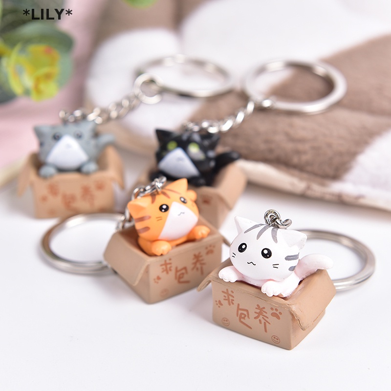 LILY Phim Hoạt Hình Đáng Yêu Mèo Vòng Chìa Khóa Chuỗi Mặt Dây Chuyền Trang Trí Cho Túi Xe Keychain Quà Tặng uuu