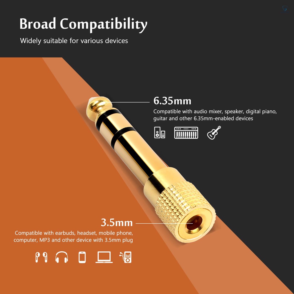 Set 10 Giắc Cắm Chuyển Đổi 6.35mm 1 / 4 '' Sang 3.5mm 1 / 8 '' Chuyên Dụng Cho Đàn Guitar Điện / Amp