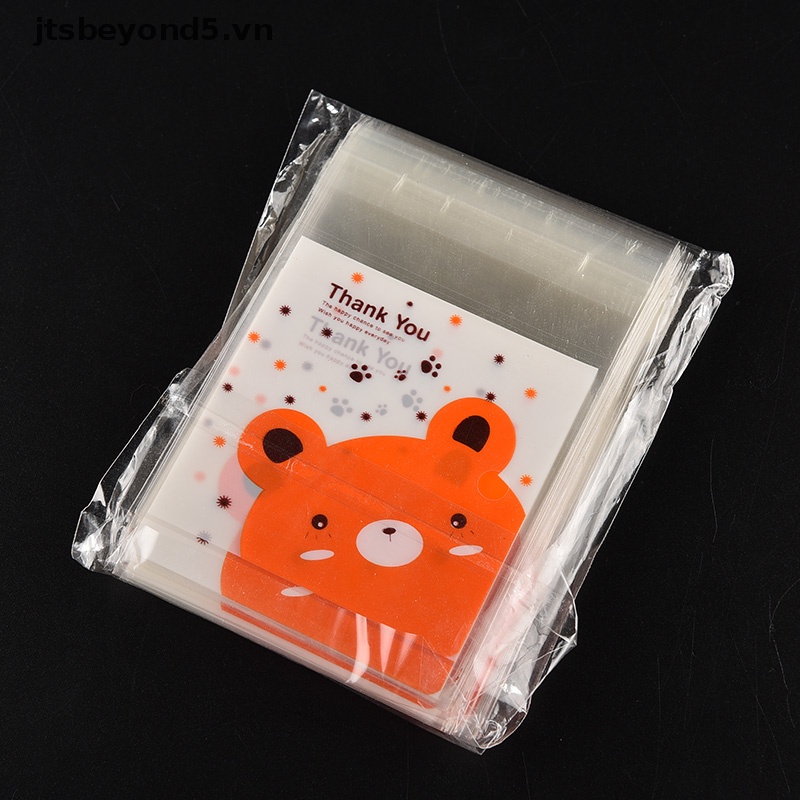 JY 100pcs gấu PIC. Tự dính Cookie Kẹo Gói Quà tặng Túi Giấy bóng kính đám cưới sinh nhật ..