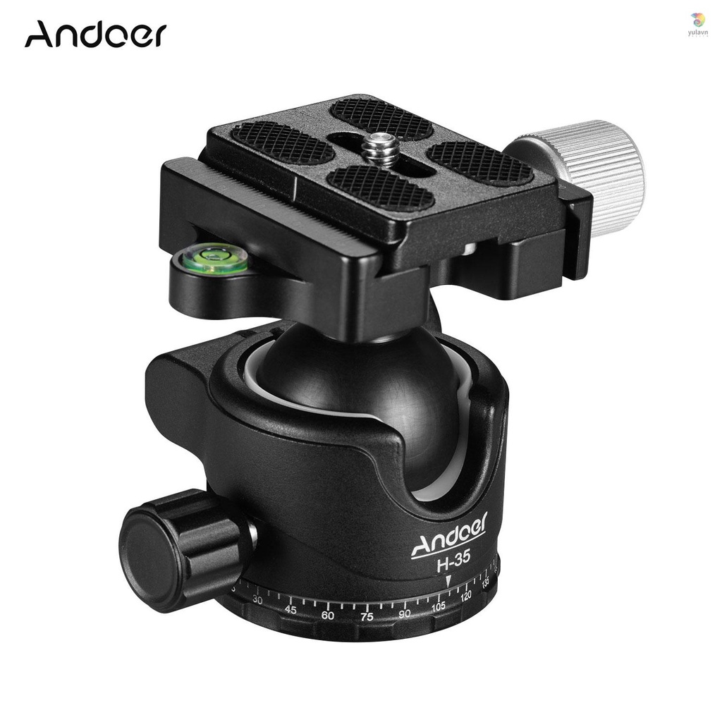 Giá Đỡ Máy Ảnh Andoer H-35 Panorama Đầu Bi Tròn Trọng Lực Thấp Thiết Kế Trung Tâm Trọng Lực Thấp Bằng Hợp Kim Nhôm Tải Trọng Tối Đa 15kg / 33lbs