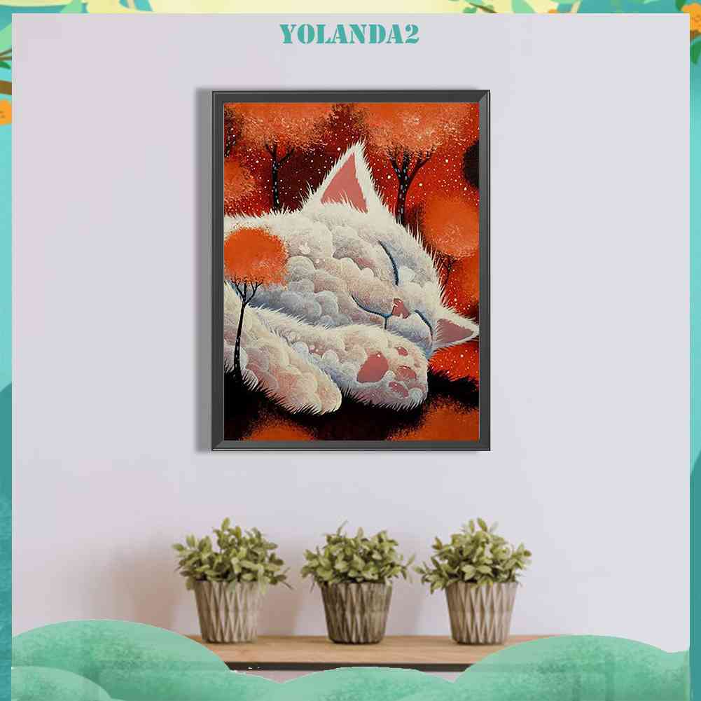 Tranh Đính Đá Kim Cương Toàn Bộ 5D DIY Hình Vẽ Mèo Trang Trí Nhà Cửa