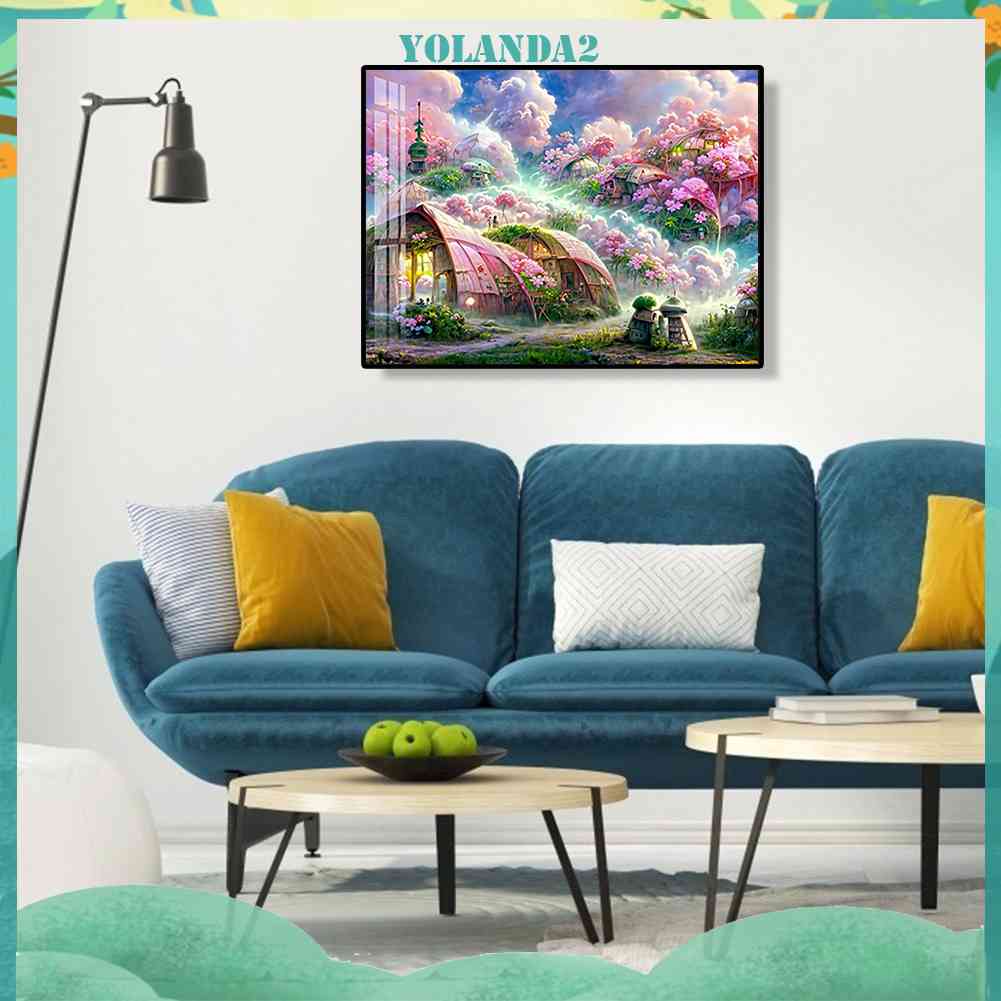 Tranh Đính Đá Kim Cương Toàn Bộ 5D DIY Hình Khu Vườn Mơ Tròn