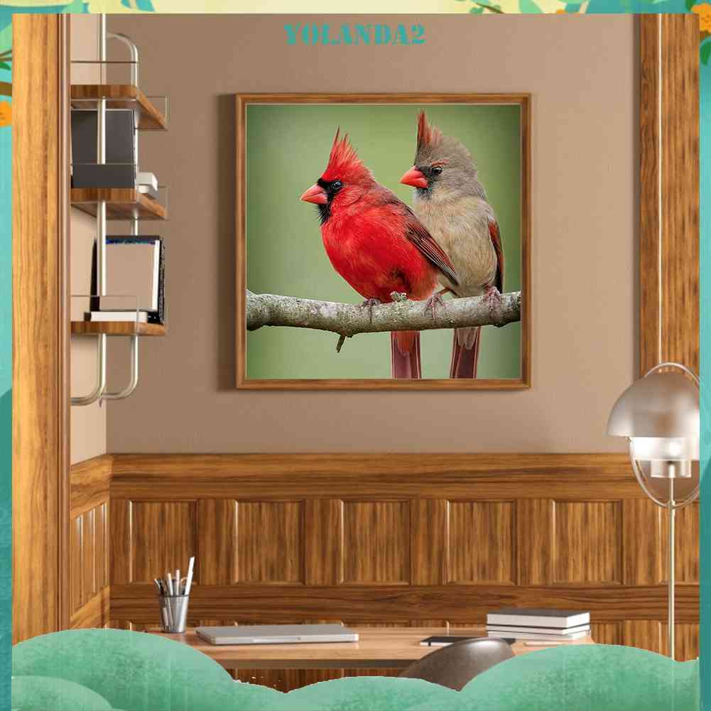 Tranh Đính Đá Kim Cương Toàn Bộ Họa Tiết Chim Và Cây Dùng Trang Trí DIY