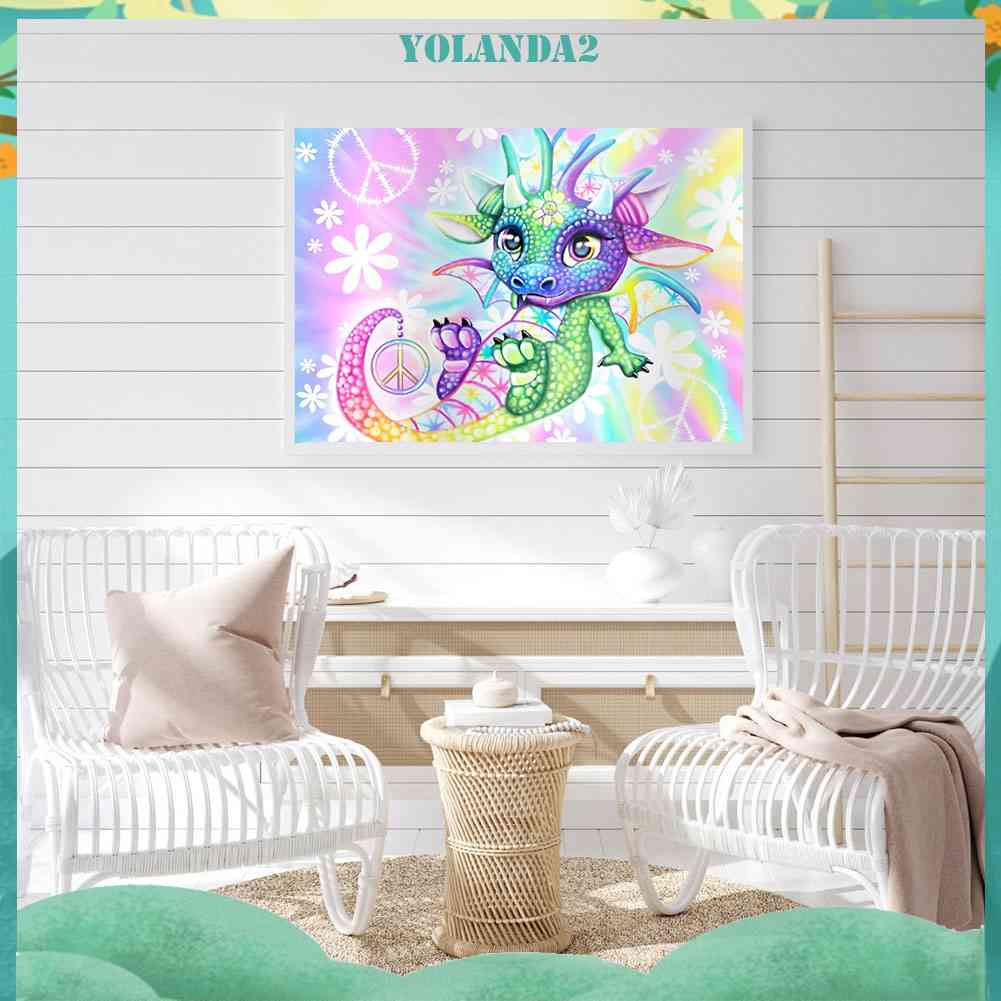 Bộ Tranh Đính Đá Tự Làm 45x35cm 24 Màu Hình Rồng Độc Đáo