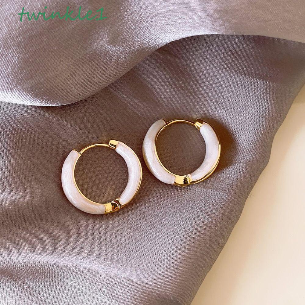 Khuyên Tai Vòng Tròn Màu Sắc Tinh Khiết Phong Cách Vintage Hàn Quốc