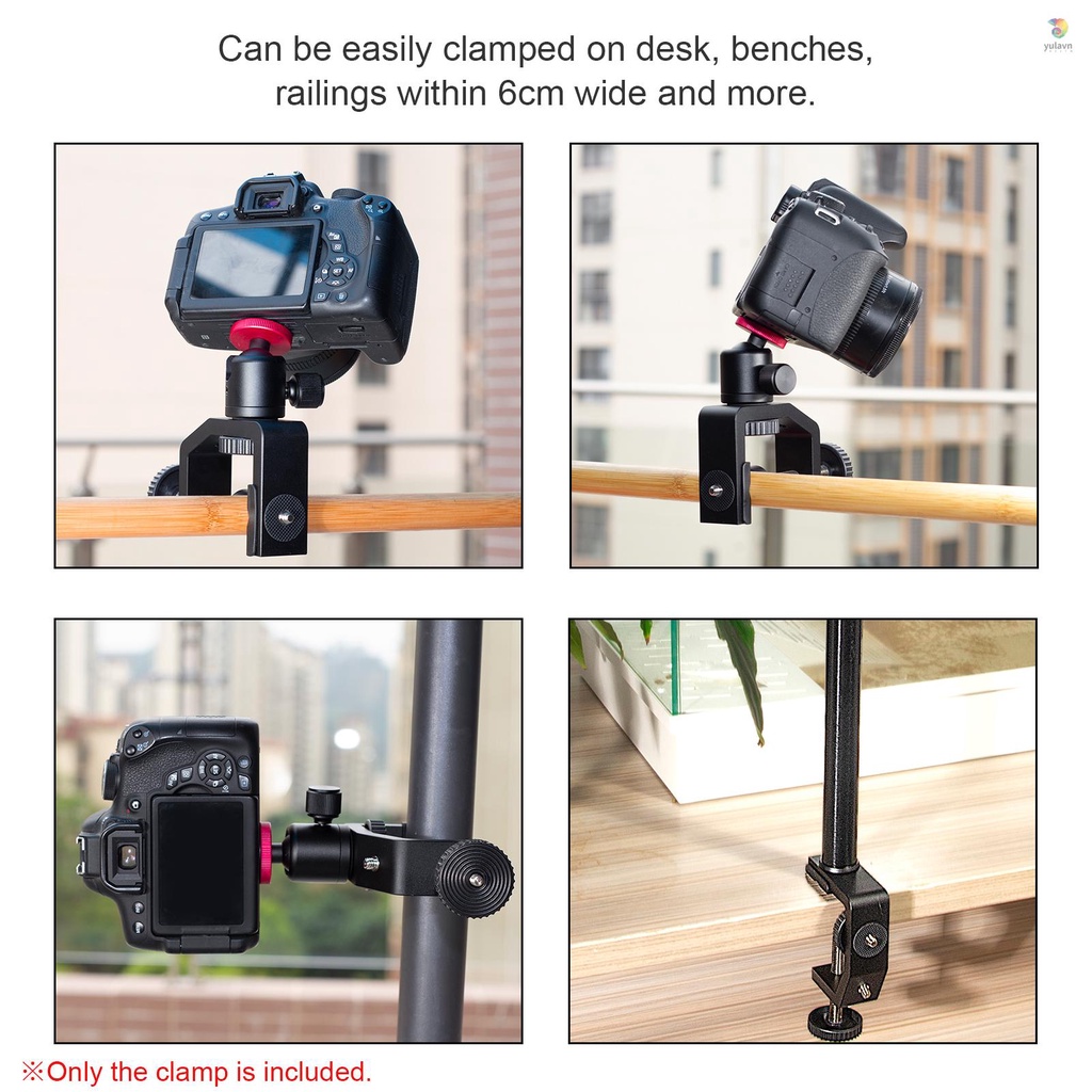 Kẹp Chữ C Bằng Hợp Kim Nhôm Đa Năng Kèm Ốc Vít 1 / 4 Inch Chuyên Dụng Cho Máy Ảnh