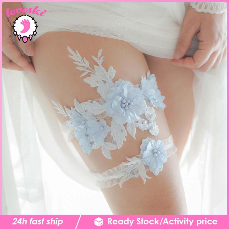 Set 2 Đai Nịt Bít Tất Ren Mềm Mại Cho Cô Dâu