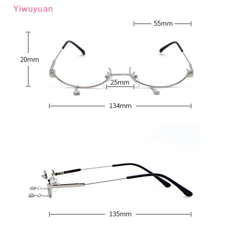 < Yiwuyuan > Kính Mát Nửa Gọng Không Gọng Hình Giọt Nước Dễ Thương Trang Trí Cho Nữ