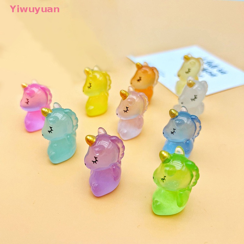 Bộ 2 Đồ trang trí Ngựa Hoạt Hình Phát Sáng Bằng Nhựa Resin Trang Trí Tiểu Cảnh Mới