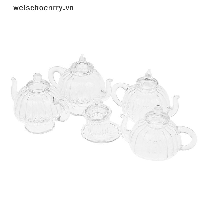 Bình Trà Thủy Tinh Đế Phẳng Mini Tỉ Lệ 1: 12 Trang Trí Nhà Búp Bê