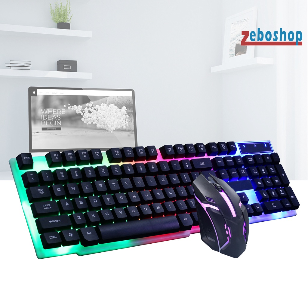 Bộ 2 Bàn Phím Và Chuột GTX300 Có Dây Đèn Nền Bằng Nhựa Dành Cho Máy Tính