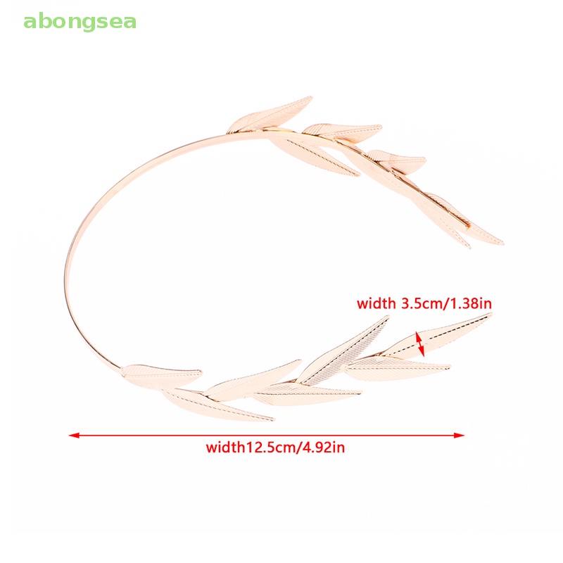 Abongsea Băng Đô Cài Tóc Hình Lá Bằng Kim Loại Màu Vàng Thanh Lịch Cho Cô Dâu