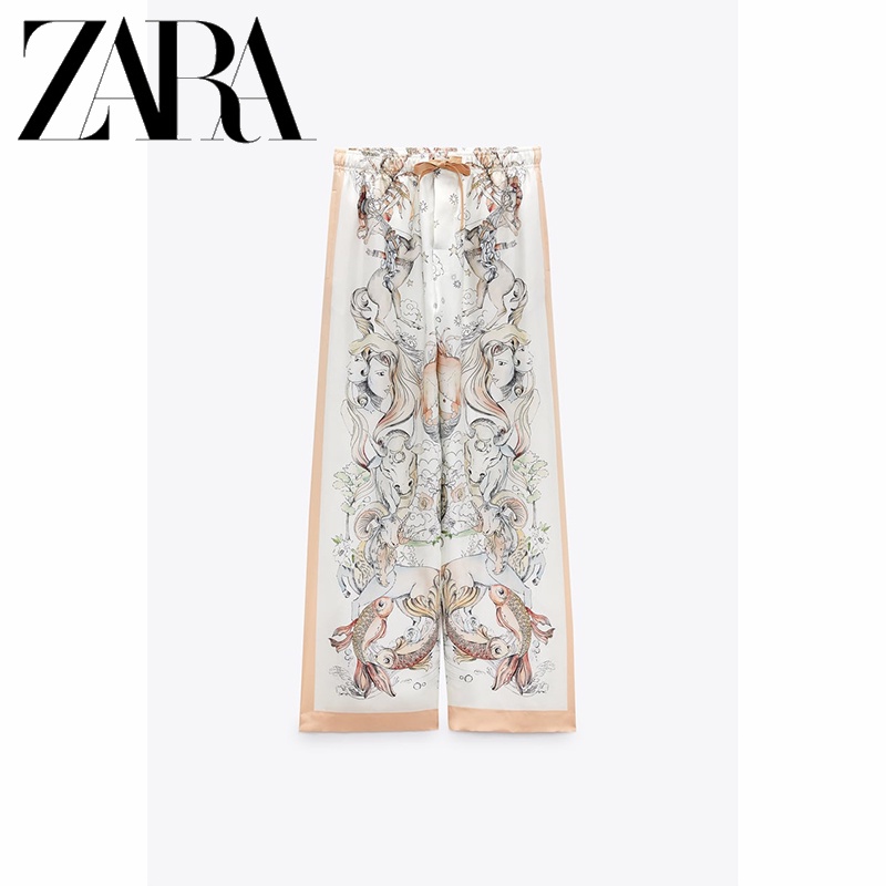 Zara Áo Sơ Mi Lụa satin In Họa Tiết Thanh Lịch Thời Trang Cho Nữ