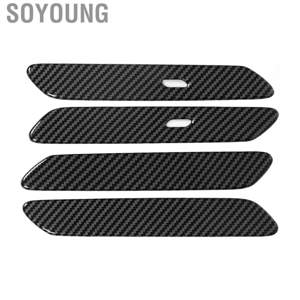 Soyoung Car Door Handle  Lightweight ABS Plastic Side Door Handle Cover Trim Carbon Fiber Style for Automotive