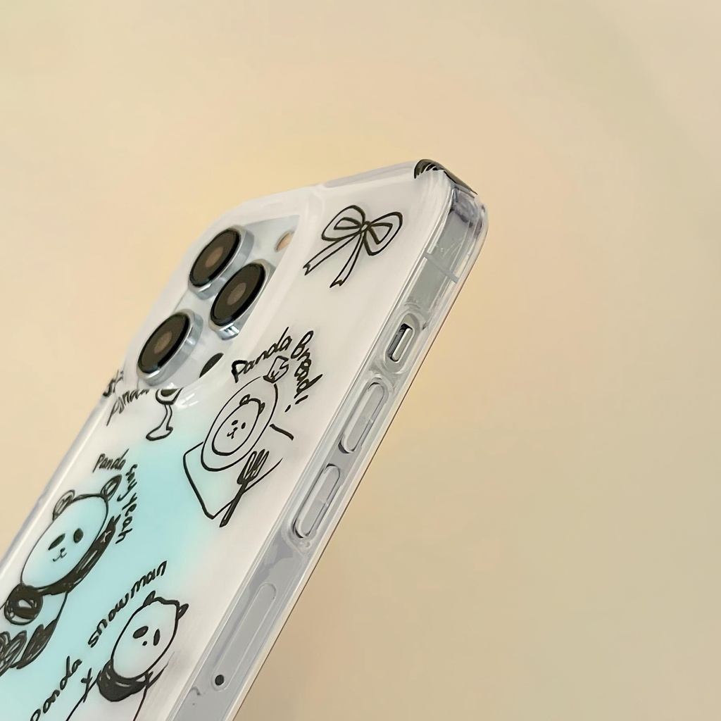 Ốp Điện Thoại TPU Silicon Mềm Trong Suốt Hình Gấu Trúc Cho iPhone11 12 13 14 Pro Max