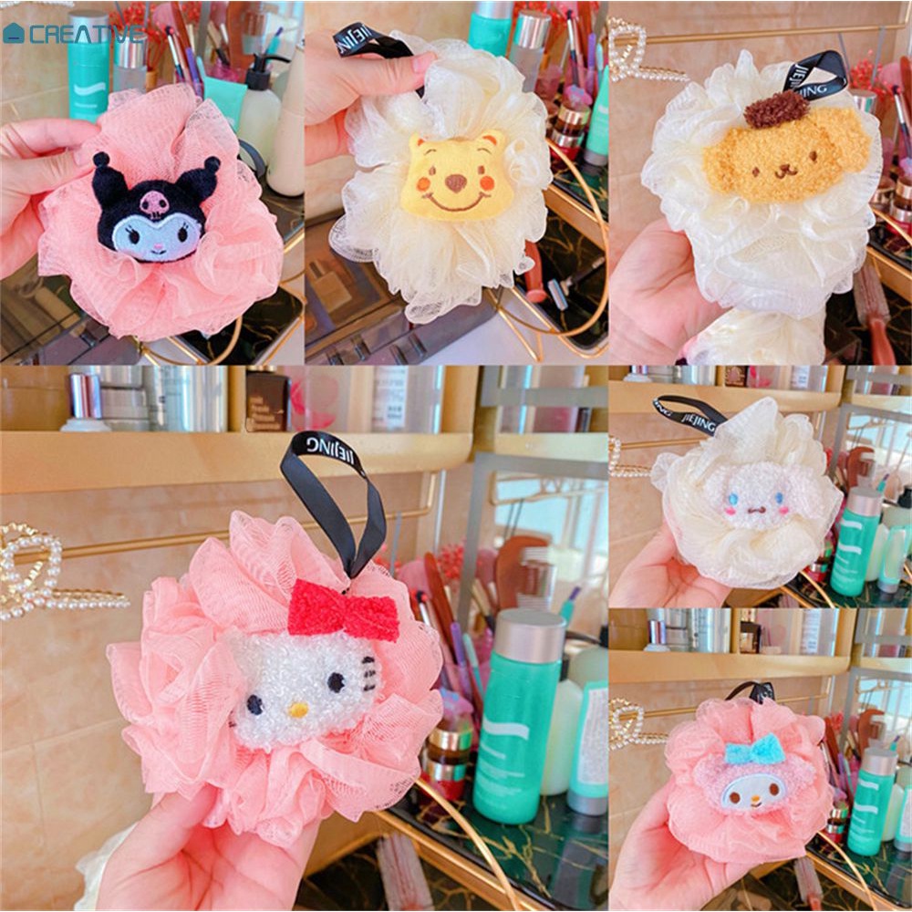 Joyfeel Bóng Tắm Sanrio Sản Tắm Mềm Lớn Kuromi My Melody Purin Hello Kitty Hoạt Hình Bóng Tắm Hoa Cọ Xát Lưng Dụng Cụ Phòng Tắm Bong Bóng [Thanh Toán Khi Nhận Hàng]