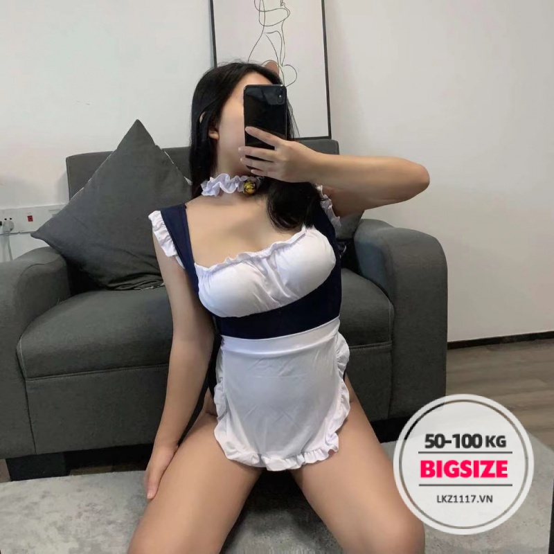 Maid ngắn cosplay cô hầu gái lolita Bigsize đồ ngủ yếm sexy hở lưng dễ thương gợi cảm quyến rũ