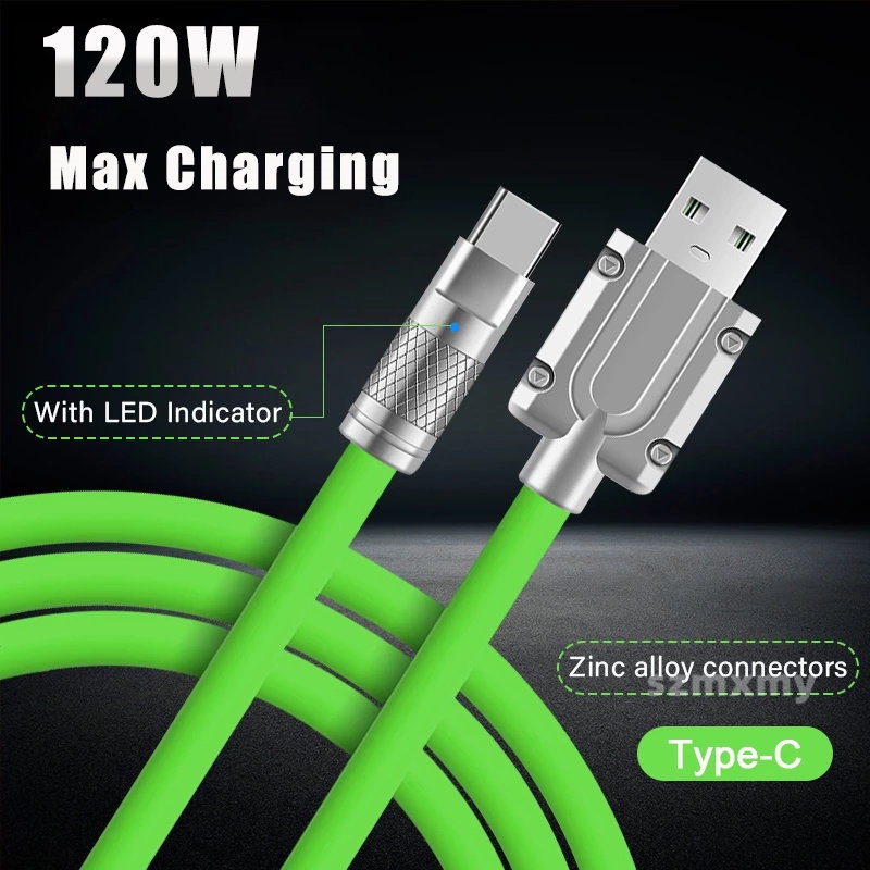 Dây Cáp Sạc Nhanh USB Loại C 120W 6A Bằng Hợp Kim Kẽm Cho Android Samsung