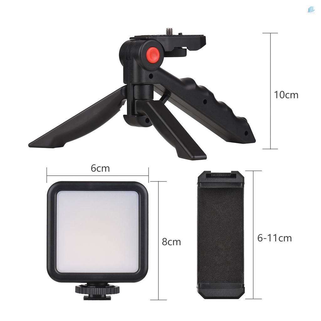 Bộ Đèn LED Mini + Mic Cardioid + Kẹp Điện Thoại + Tripod Có Thể Điều Chỉnh Độ Sáng Cho Live Stream Vlog Video Vide