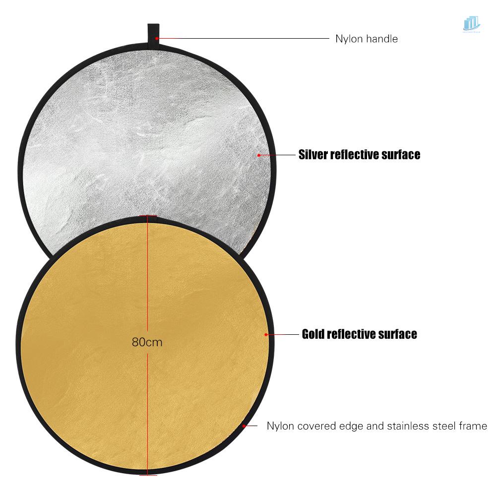 Đèn Phản Quang 5 Trong 1 80cm / 32Inch Màu Bạc / Vàng / Trắng / Đen Có Thể Gập Lại Đa Chiều Kèm Túi Đựng Cho Studio Chụp Ảnh Ngoài Trời