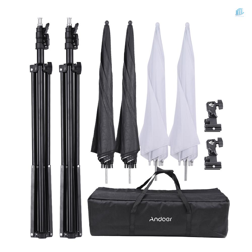 Dù Mềm Xoay 2 * 2m + Giá Đỡ Đèn Flash 2 * 83cm + Dù Mềm Màu Trắng / Đen 2 * 83cm Chuyên Dụng Cho Máy Ảnh smartwatchinone Andoer
