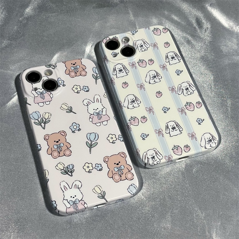 Ốp Điện Thoại Cứng Hình Thỏ Và Hoa Dễ Thương Cho Iphone 7 11 xsiPhone12 13 8 Iphone14 XRGK