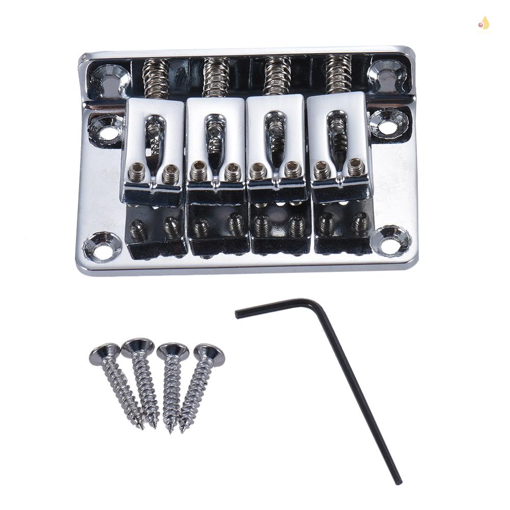 Bộ Cầu Đuôi Cứng Cố Định 4 Dây Màu Bạc Cho Đàn Ukulele Điện