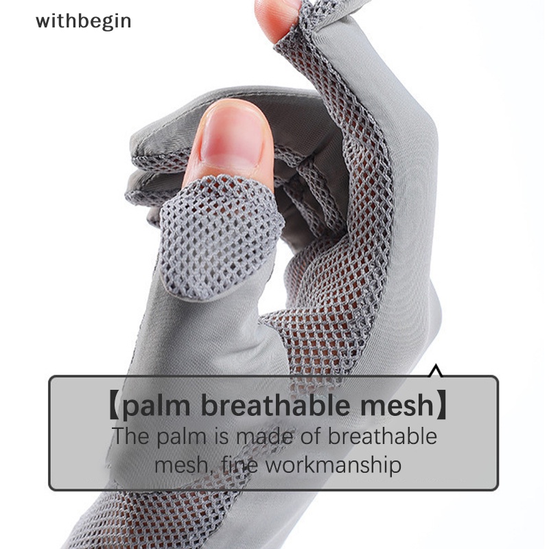 Găng Tay Lụa Lạnh Mỏng Phối Lưới Chống Tia UV Thời Trang Mùa Hè Cho Nữ